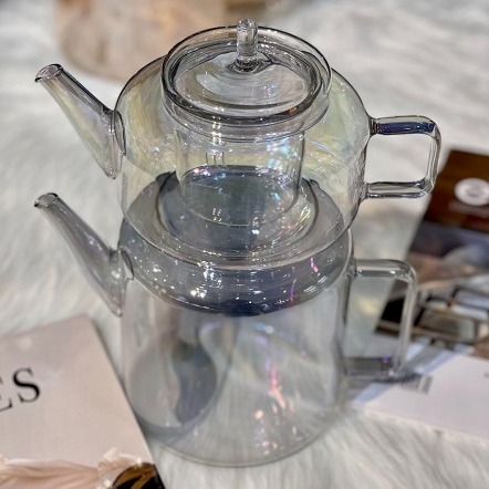 کتری و قوری پیرکس روی هم دودی هفت رنگ kit-844 ...