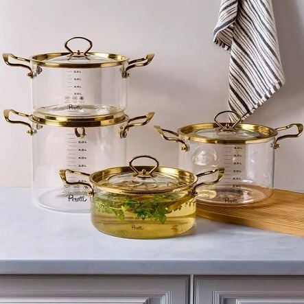 قابلمه پیرکس پروتی ترکیه با درب و دسته سیلور  ...