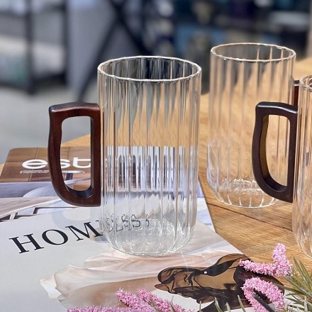 ماگ بلند پیرکس دسته دار طرح شیاردار وارداتی ا ...