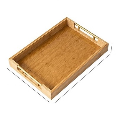 سینی پذیرایی بامبو مستطیل دسته طلا کد KİT_145